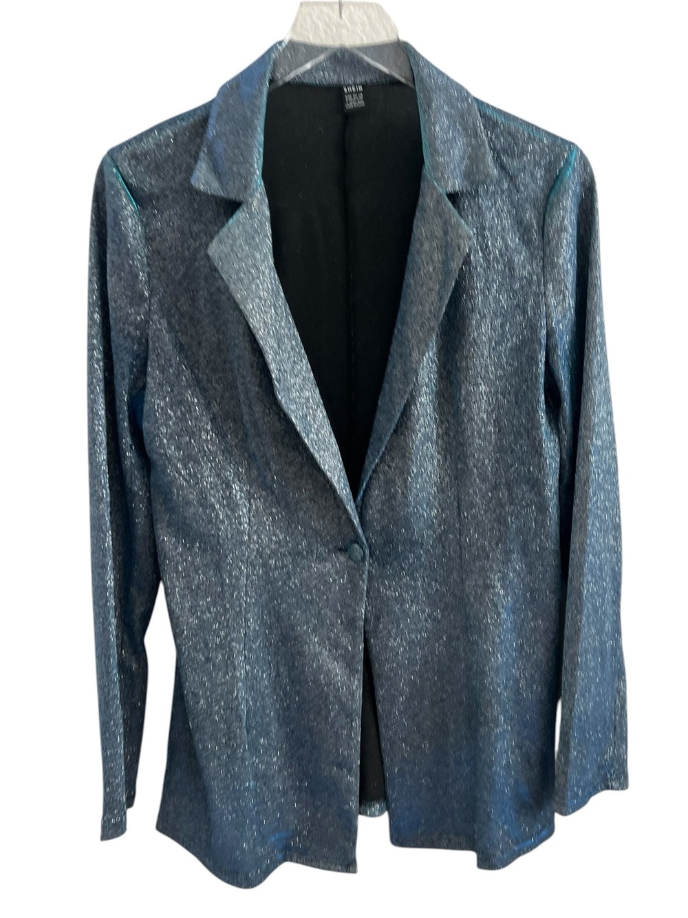 SHEIN Metallic Blue Single-Button Blazer Jack & Short Set